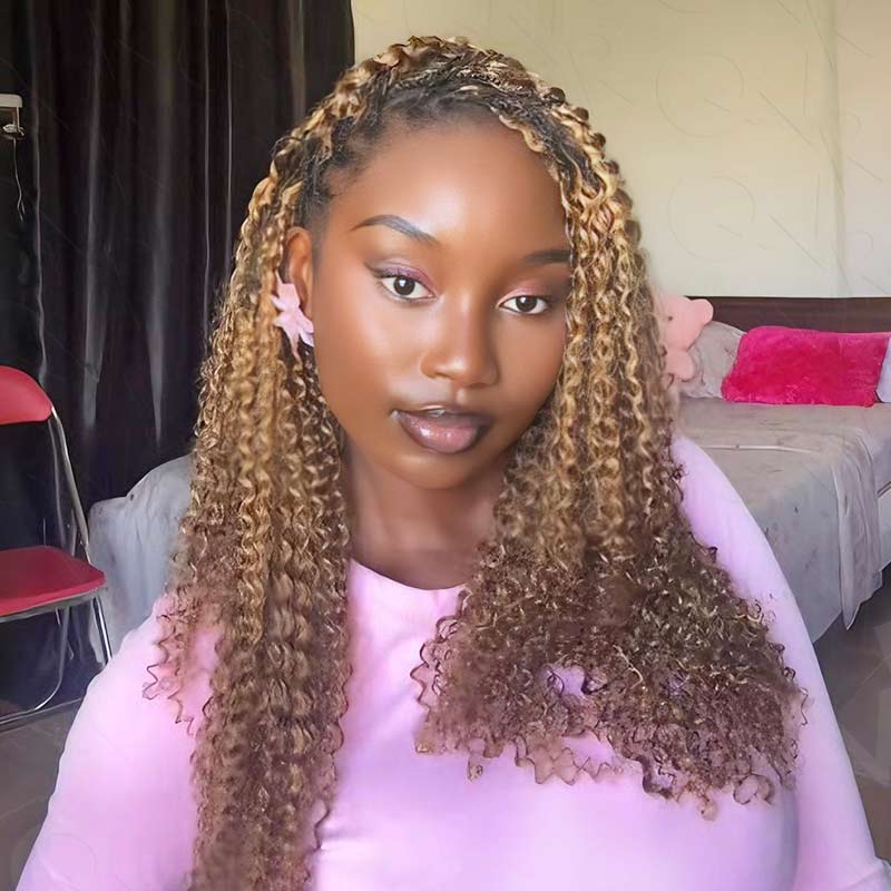 QVR Seamless Small Kinky Curly Feather Crochet Hair Highlight 