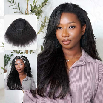 qvr glueless human hair half wigs, long wigs with curly texture