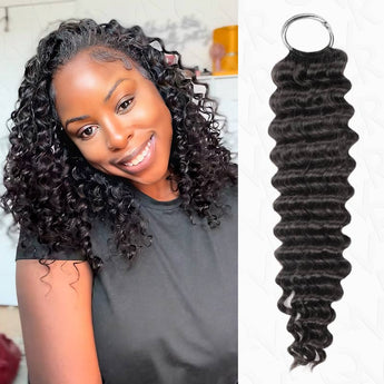 P3G5|Natural Black Deep Wave Feather Crochet Human Hair