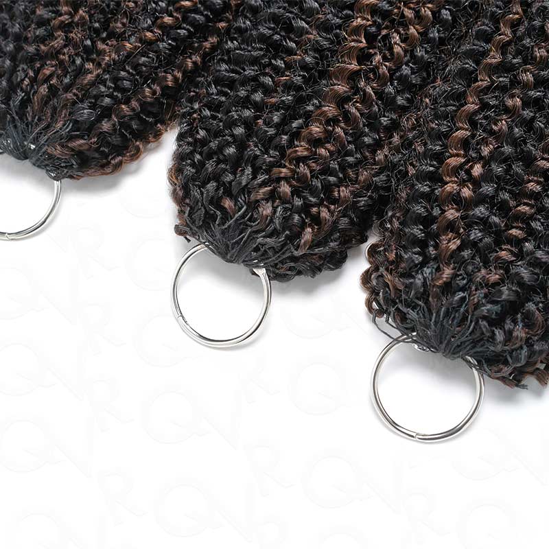 QVR Brown Highlight Feather Crochet Human Hair 