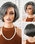 Jerry Curly Short Pixie Bob Cut Perruques de cheveux humains avec une frange Highlight Honey Blonde Perruques colorées pour les femmes noires