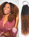 qvr small kinky curly crochet braids, curly human hair with brown ombre color