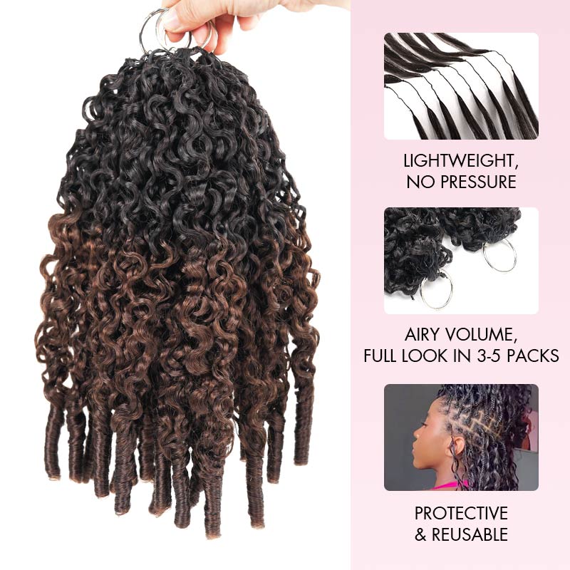 QVR Burmese Curly Feather Crochet Human Hair Ombre Brown 