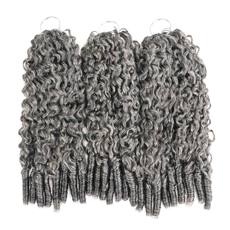 QVR Burmese Curly Feather Crochet Human Hair Salt Pepper Machine Made Crochet Weave Hair Extensions