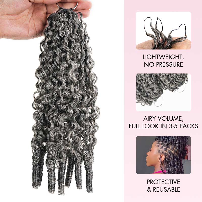 QVR Burmese Curly Feather Crochet Human Hair Salt Pepper Machine Made Crochet Weave Hair Extensions