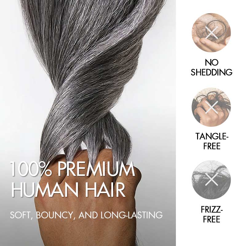 QVR Burmese Curly Feather Crochet Human Hair Salt Pepper Machine Made Crochet Weave Hair Extensions