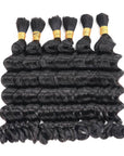 QVR Loose Deep Wave Boho Knotless Braids with Spring Curl Ends Natural Black Bulk Human Braiding Hair Extensions
