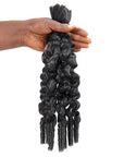 QVR Burmese Curly Boho Knotless Braids Human Bulk Hair Natural Black Human Braiding Hair Extensions