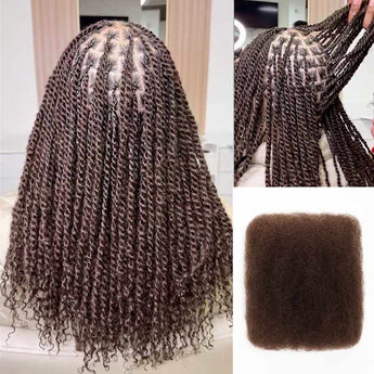 Buy 3 Get 3 Free|QVR Dark Brown Afro kinky Bulk Hair Extensions With Natural Black