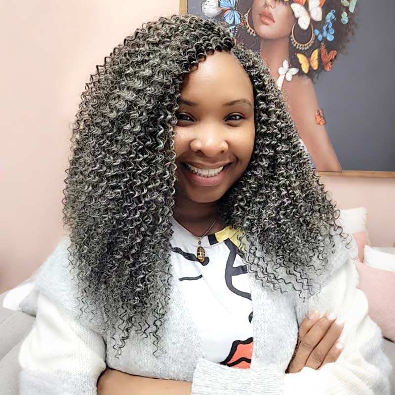QVR Salt Pepper Small Kinky Curly Crochet Human Hair – QVR Hair