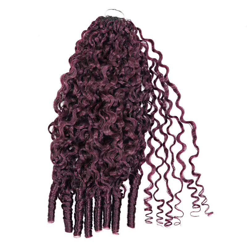 Burgundy #99J Burmese Curly Crochet Human Hair