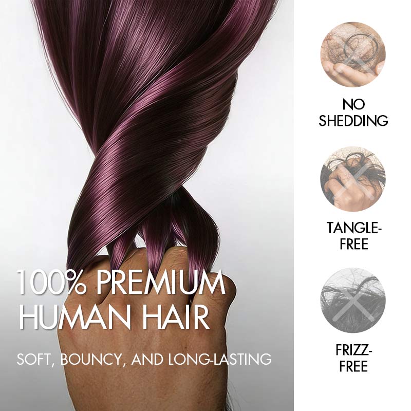 QVR Burmese Curly Feather Crochet Human Hair Dark Burgundy 