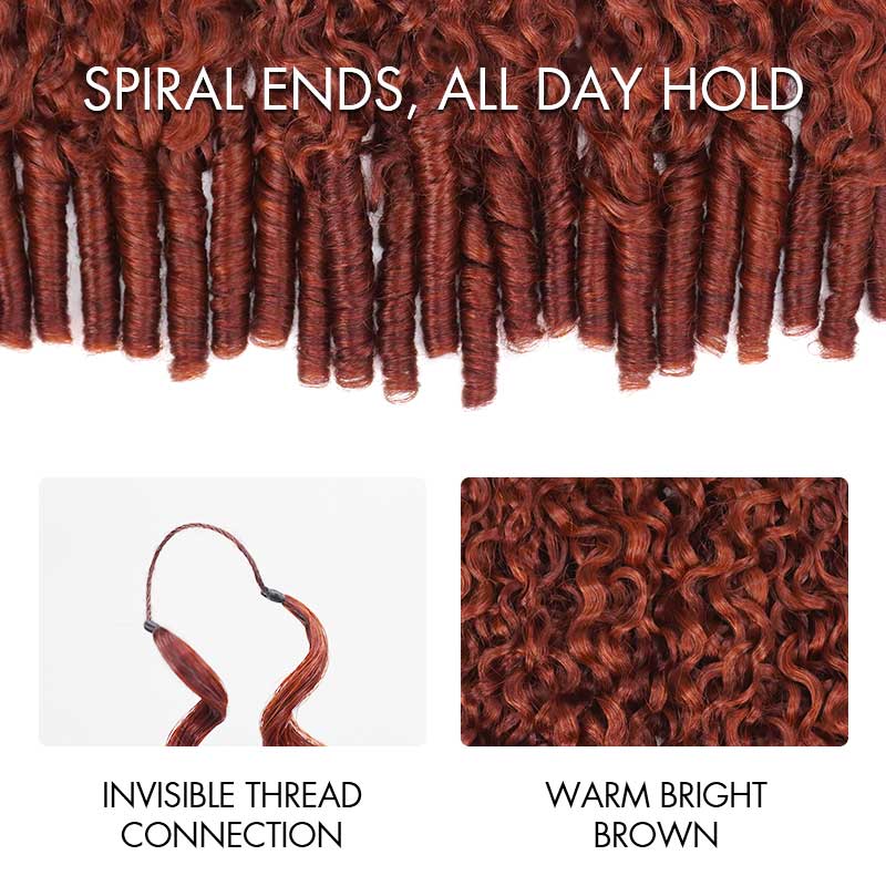 QVR Burmese Curly Feather Crochet Human Hair Bright Brown 