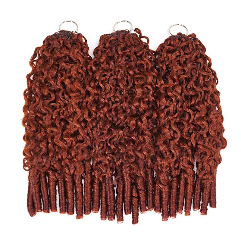 QVR Burmese Curly Feather Crochet Human Hair Bright Brown 