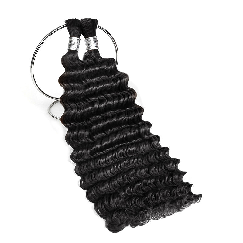 QVR Deep Wave Bulk Hair Extensions for Boho Knotless Braiding