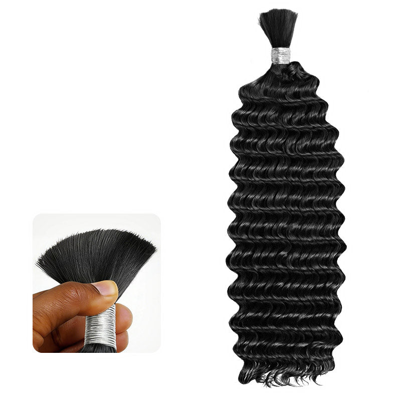 QVR Deep Wave Bulk Hair Extensions for Boho Knotless Braiding