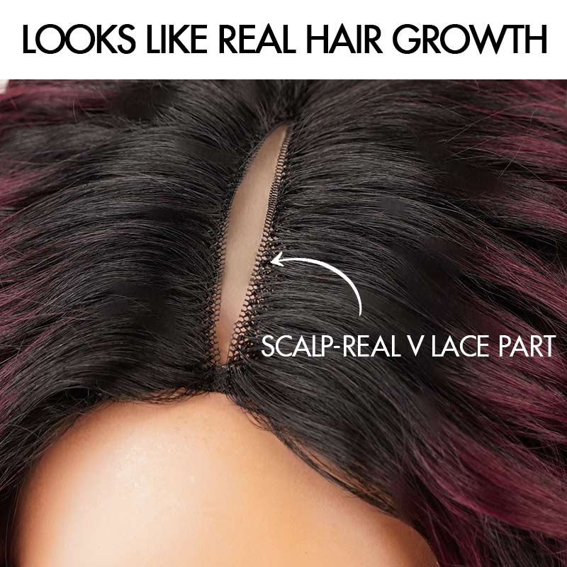 QVR Glueless Big Curly V Part Wig Ombre 
