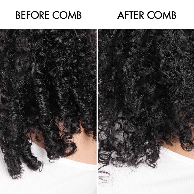 QVR Glueless Burmese Curly V Part Wigs Natural Black Invisible Lace Edge Human Hair Wig