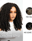 QVR Glueless Burmese Curly V Part Wigs Natural Black Invisible Lace Edge Human Hair Wig