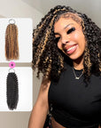 QVR Blonde Highlight Small Kinky Curly Feather Crochet Hair Machine Made Seamless Human Hair Extensions