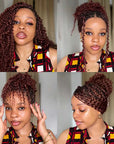 QVR Reddish Brown Human Crochet Hair Small Kinky Curly Machine Made 