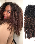 QVR Burmese Curly Feather Crochet Human Hair Ombre Brown 