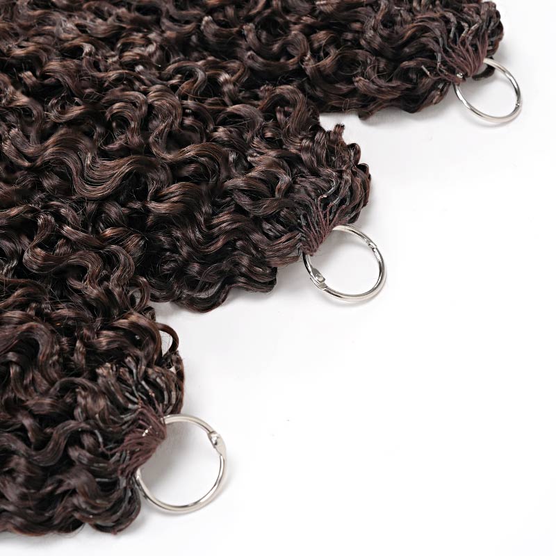 QVR Burmese Curly Feather Crochet Human Hair Dark Brown Machine Made Crochet Weave Hair Extensions