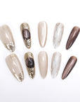 US Only|QVR Cold Brew Amber Press-On Nails