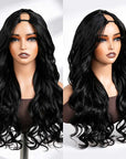 QVR Glueless Pre-Curled New Body Wave Human Hair U Part Wigs