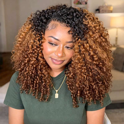 P3G5|Ombre Brown #T1B/30 Feather Crochet Human Hair