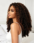QVR Brown Highlight V Part Wigs Burmese Curly Invisible Lace Edge Human Hair Wig
