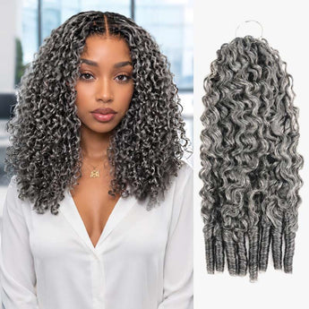 QVR Burmese Curly Feather Crochet Human Hair Salt Pepper Machine Made Crochet Weave Hair Extensions