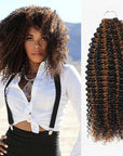 QVR Brown Highlight Feather Crochet Human Hair 