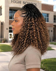 QVR Honey Caramel Mixed Highlights Feather Crochet Human Hair Twist Curly Miracle Knots Crochet Weave Hair Extensions