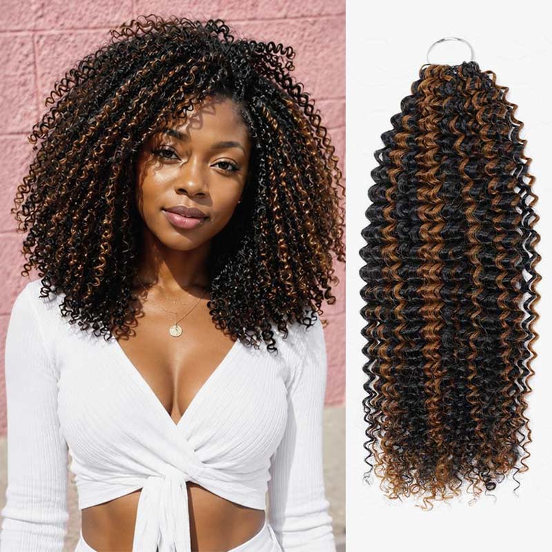 QVR Brown Highlight Feather Crochet Human Hair 