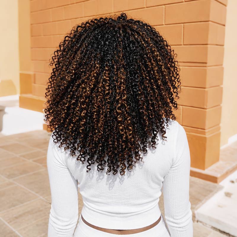 QVR Brown Highlight Feather Crochet Human Hair 