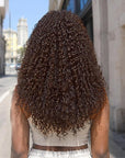 QVR Burmese Kinky Curly Feather Crochet Human Hair Dark Brown Miracle Knots Crochet Weave Hair Extensions