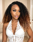 QVR Burmese Curly Feather Crochet Human Hair Ombre 