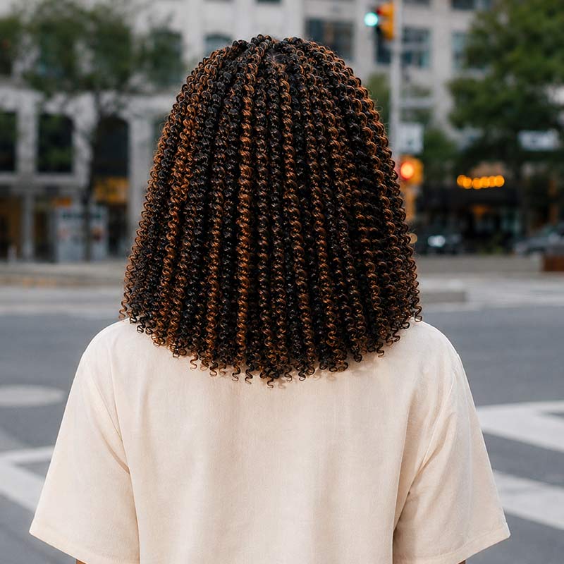 QVR Brown Highlight Feather Crochet Human Hair 