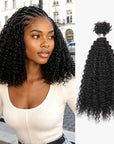 QVR Afro Kinky Curly Human Bulk Hair Extensions for Boho Knotless Braiding