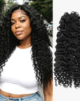 QVR Water Deep Wave Feather Crochet Human Hair Natural Black Miracle Knots Crochet Weave Hair Extensions