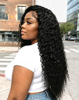 QVR Water Deep Wave Feather Crochet Human Hair Natural Black Miracle Knots Crochet Weave Hair Extensions