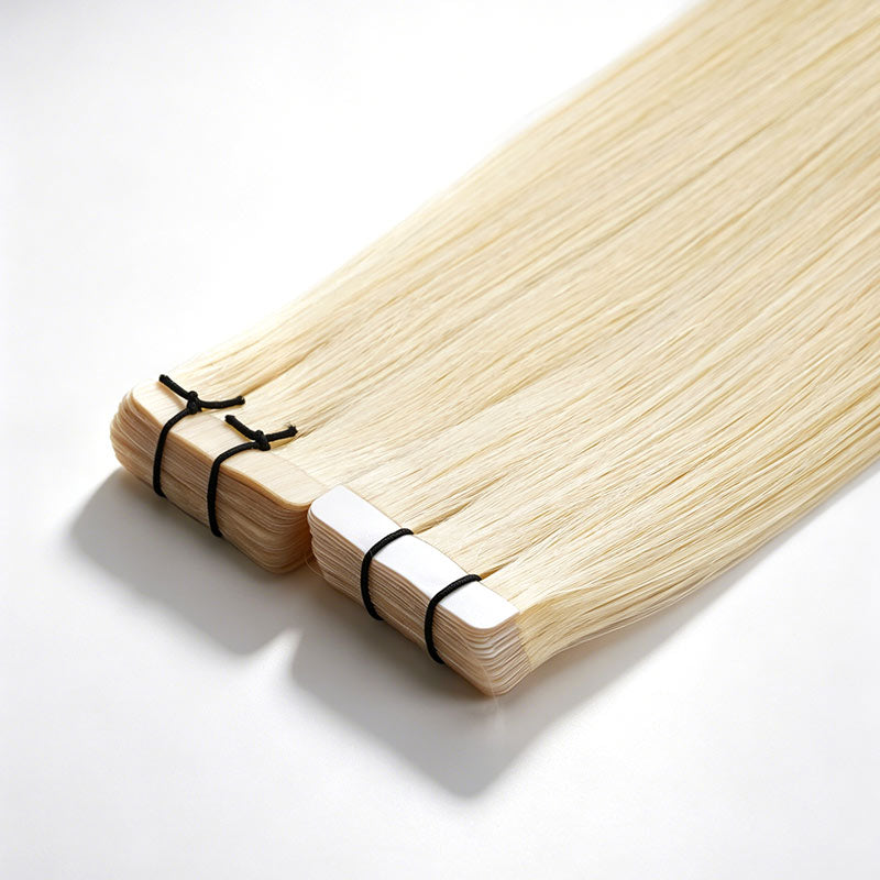 QVR Invisible Straight Tape In Hair Extensions Natural Black Premium 