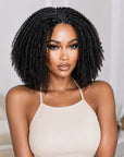 QVR Glueless Spiral Coily Curly V Part Wig Beginner Friendly Short Bob Wigs