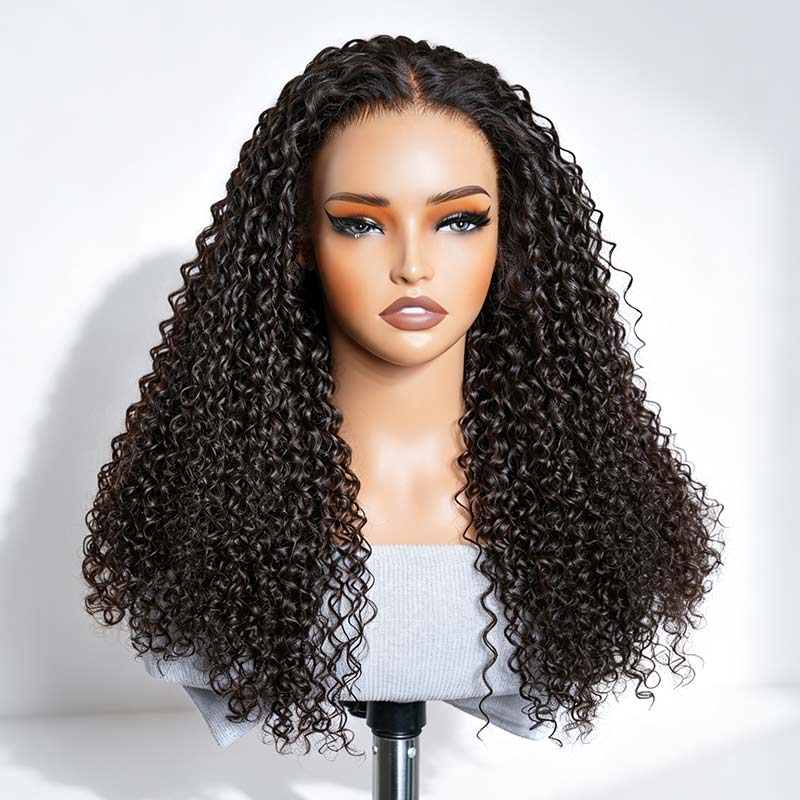 QVR Wear and Go Glueless Jerry  Curly Lace Front Wig Full Density Human Hair Wigs For Black Women
