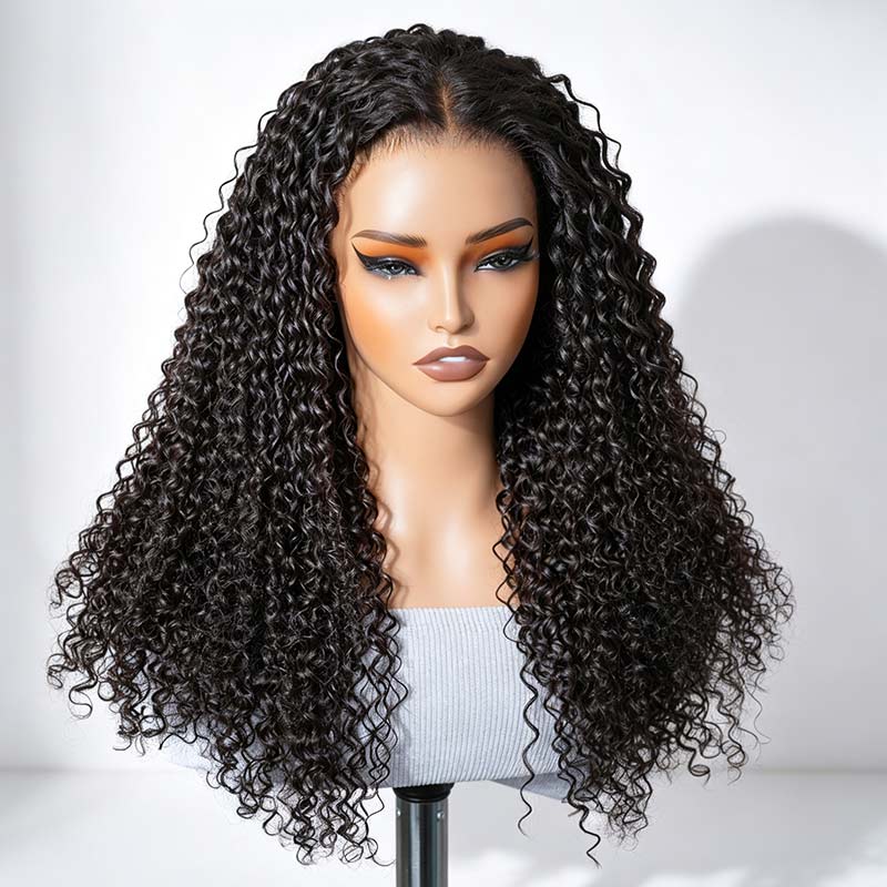 QVR Wear and Go Glueless Jerry  Curly Lace Front Wig Full Density Human Hair Wigs For Black Women