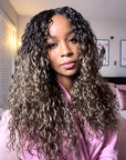 QVR Sun-Kissed Blonde Mixed Highlights Feather Crochet Human Hair Water Wave Miracle Knots Crochet Weave Hair Extensions