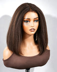 QVR 4C Edges Yaki Straight 9x6 Lace Short Bob Wigs Glueless Human Hair Wig