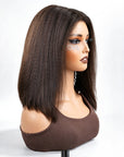 QVR 4C Edges Yaki Straight 9x6 Lace Short Bob Wigs Glueless Human Hair Wig