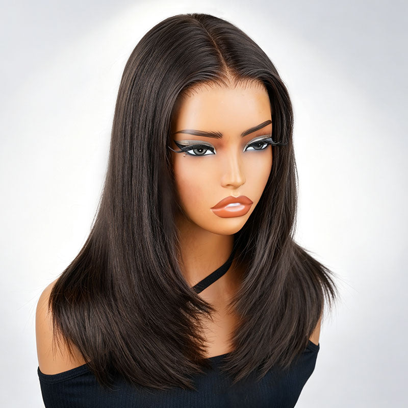 QVR Straight 9x6 Layered Short Human Hair Wig Wear and Go Glueless Bob Wig for Black Women